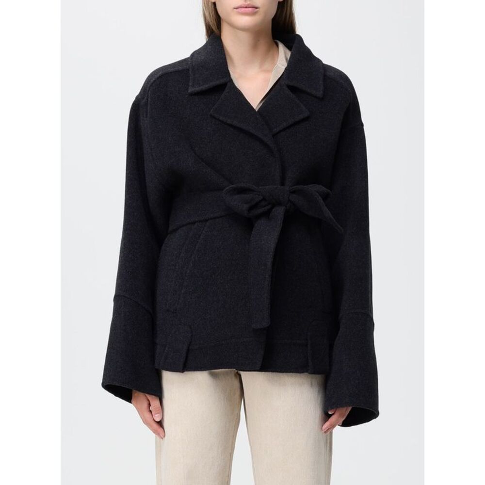 Khaite Women Khaite Short Wool Robe Coat With Waist Belt And Dropped Shoulders